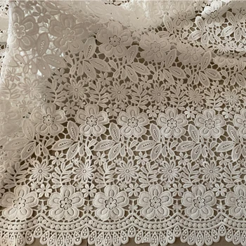 

2yds White African Cord Water Soluble Milk Silk Embroidery Lace Fabrics 2019 High Quality French Nigerian Guipure Lace For Dress