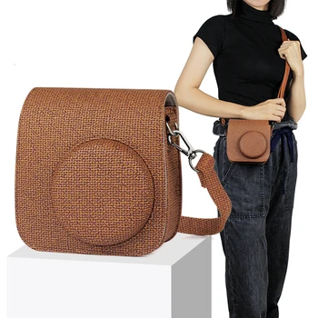 

For Polaroid Fujifilm Instax Mini 8/8+/9 Vintage Literary Weave Shoulder Camera Case New Outdoor Fashion Portable Package