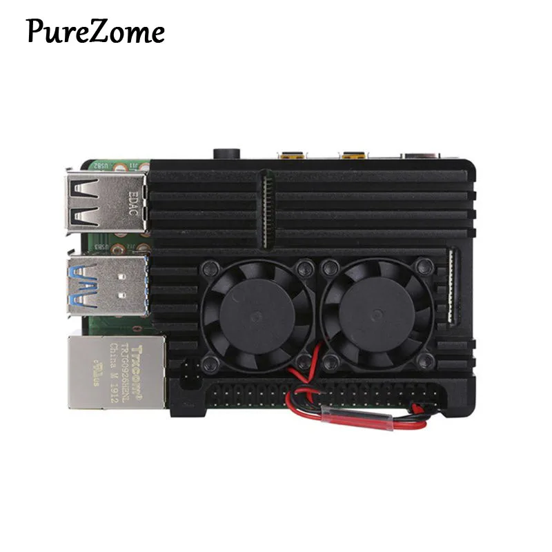 

Aluminum Alloy Enclosure Case Metal Shell Black Box Radiating Plate Heatsink Cooler for Raspberry Pi 4 Model B
