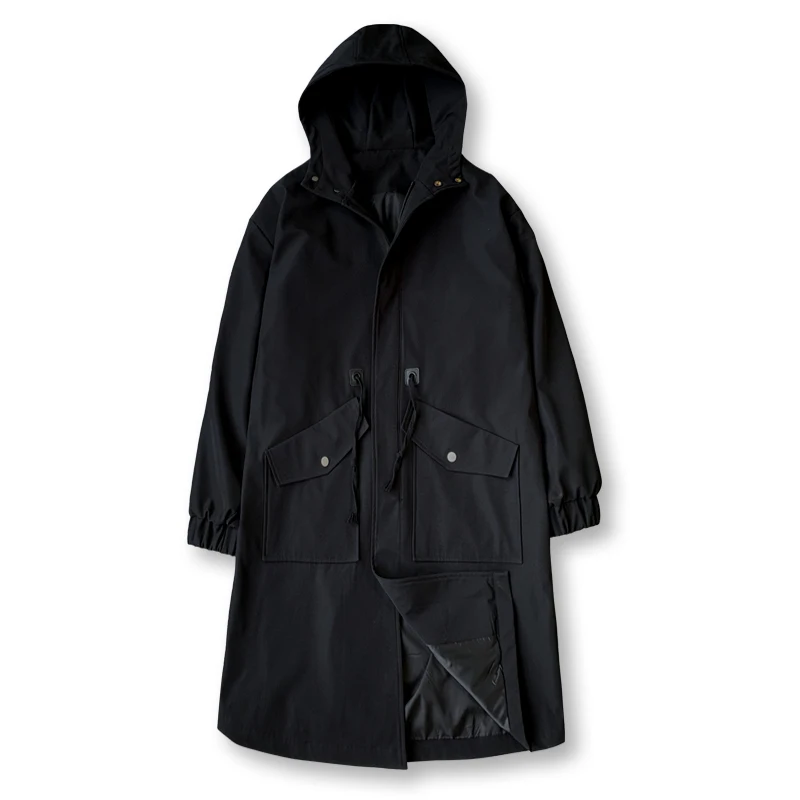 Trench Coat Mens Fashion Overcoat Casual Slim Fit Solid Long Male Windbreaker Outwear Homme