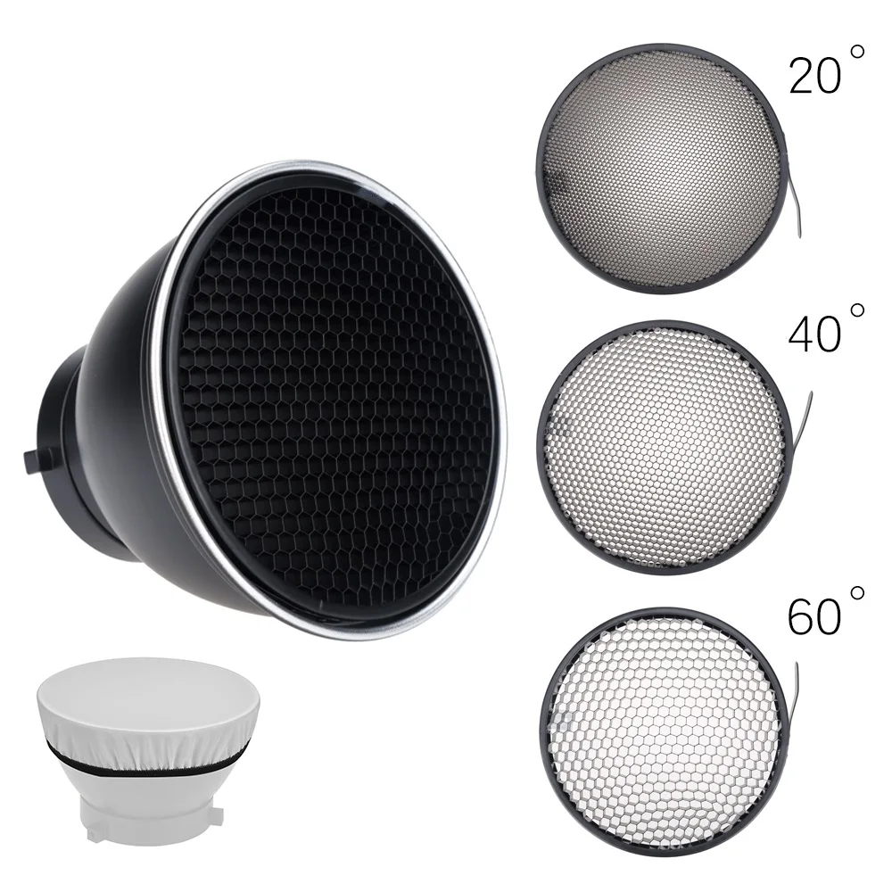 Soonpho Standard Reflector Diffuser 7inch 18cm With 20° 40° 60 °Honeycomb Grid F