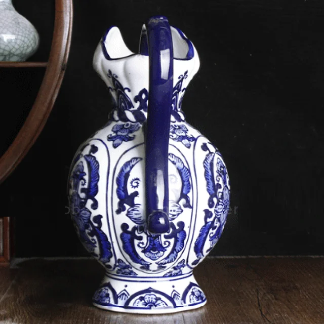 Jingdezhen Hand Painted Blue And White Milk Pot Vase New Chinese Fashion Ornaments Vase Decoration Creative Ceramic  Flower Vase 4