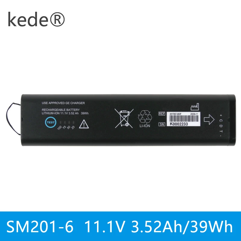 Kede SM201-6 Перезаряжаемые Батарея для GE DASH 3000 4000 5000 B20 B30 B40 B20I B30I B40I 11,1 V 3.52Ah/39WH