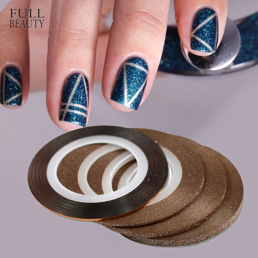 

12Pcs Coffee Matte Glitter Nail Striping Tape Line Sticker 1mm 2mm 3mm Adhesive Stickers DIY Nail Art Decor Styling Tool