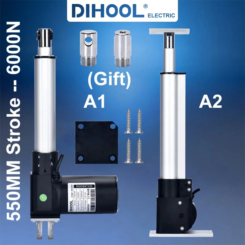 

DHLA6000 550MM Stroke Electric Linear Actuator Kit DC24V 12V DC Motor 6000N 600KG 1300lb With Wireless Controller Furniture Lift