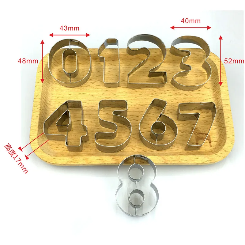 Hot Cookie Cutters Moulds 9PCS/Set Puzzle Numbers 0-9 Arabic Numerals Cute Candy Biscuit Mold DIY Baking Tools Stainless Steel
