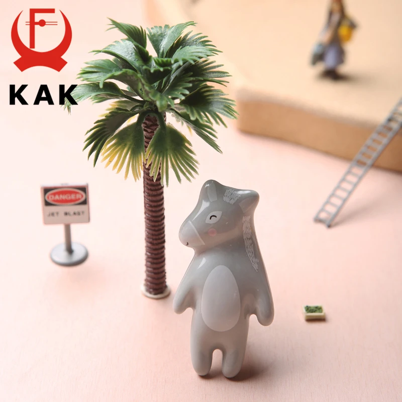 Cabinet handle KAK Cartoon Panda Furniture Handle Ceramic Drawer Knobs Cabinet Handles for Kids Room Animal Shape Kitchen Handle Door Hardware