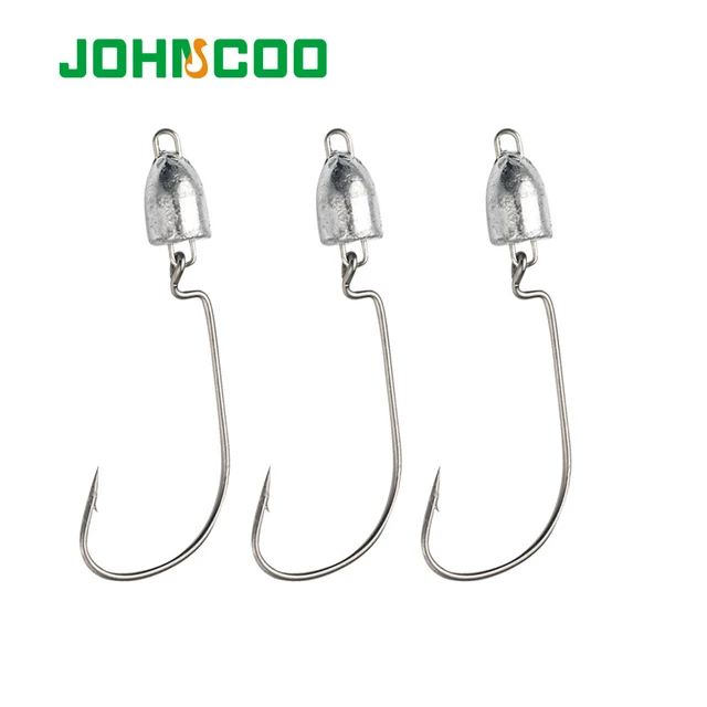 JOHNCOO 5pcs Weedless Jig Head Weighted Fishing Hook 3.5g 5g 7g