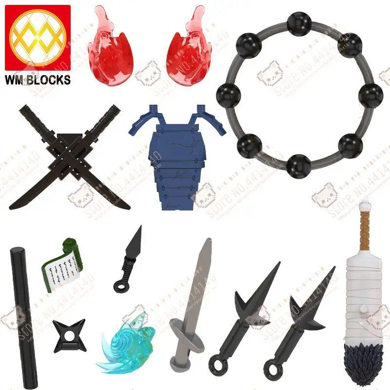 WM Blocks Cartoon Anime Ninja Action Figures Weapons Accessories Building Creative MOC DIY Bricks Toys For Children Gifts | Игрушки и