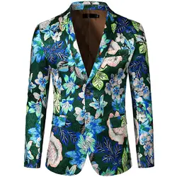 Мужская куртка пальто пиджак костюм платье с цветочным принтом куртка с зазубренными лацканами тонкий крой стильный Блейзер Пальто