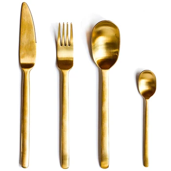 

4Pcs/Set Cutlery Set Matte Stainless Steel Dinnerware Set Knife Fork Scoop Tableware Set
