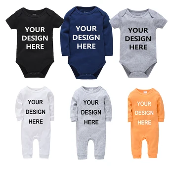 

Personalized Rompers Customed Baby Bodysuit Solid Toddler Girls Jumpsuit Onesie Custom Letters Photos Printed Jumpsuits Footies
