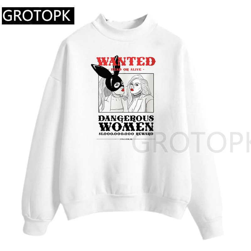 GM12410-wh Ariana Grande Harajuku женские толстовки и худи женские розовые и Белые Повседневные флисовые худи с капюшоном для женщин и девушек - Цвет: GM12410-wh