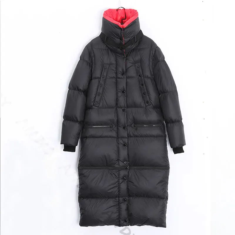 Приталенное зимнее женское пальто размера плюс,, толстая пуховая парка, длинное пальто, теплая зимняя куртка для девушек, 90% утиный пух, пальто и парки