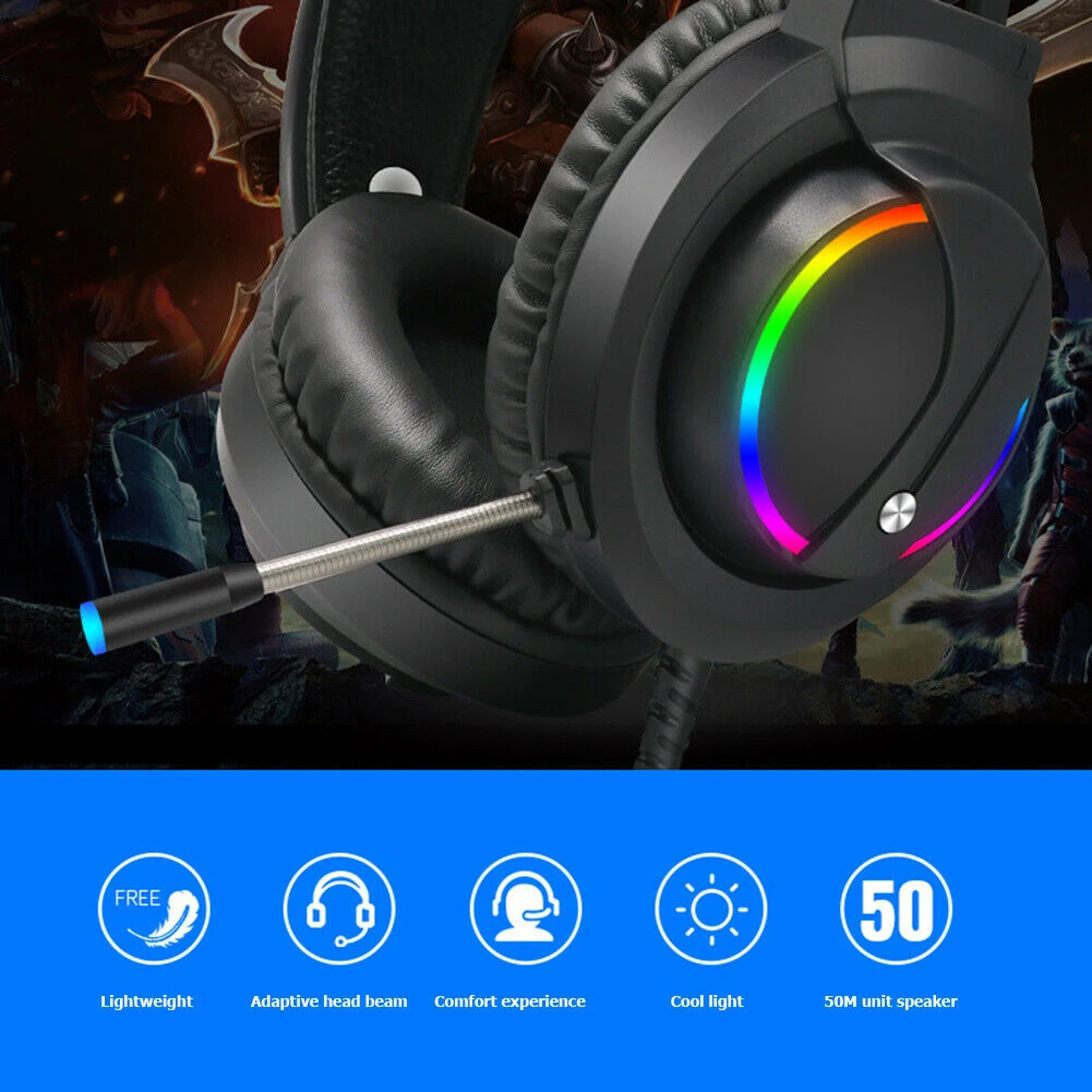 7 1 Sound USB Wired Gaming Headphones Noise Reduction Earpiece Hanging Ear Gaming Ear phones With Microphone Creative Gift 2020