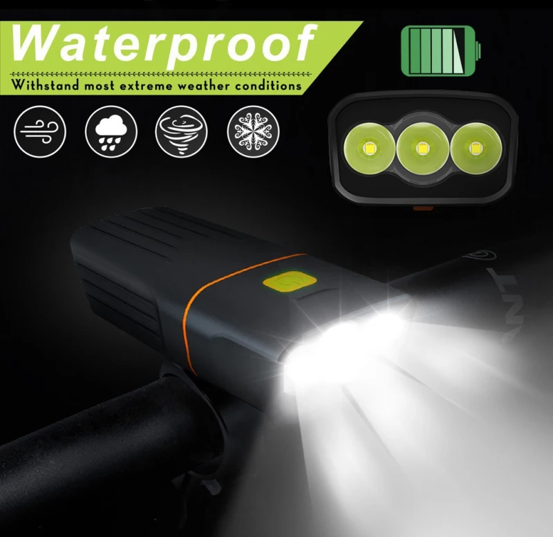 New 1000 Lumens LED Front USB Bicycle Light XM-L 3T6 LED Bike Light Built In 18650 Battery Aluminum Alloy Cycling Light