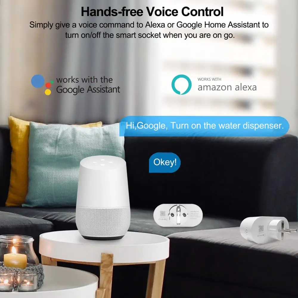 Wi-fi com Monitor de Energia Remoto por App Tomada Dupla Inteligente Padrão eu Temporização Voz Controle Tuya Suporta Google Assistente Alexa 16a - Image 3