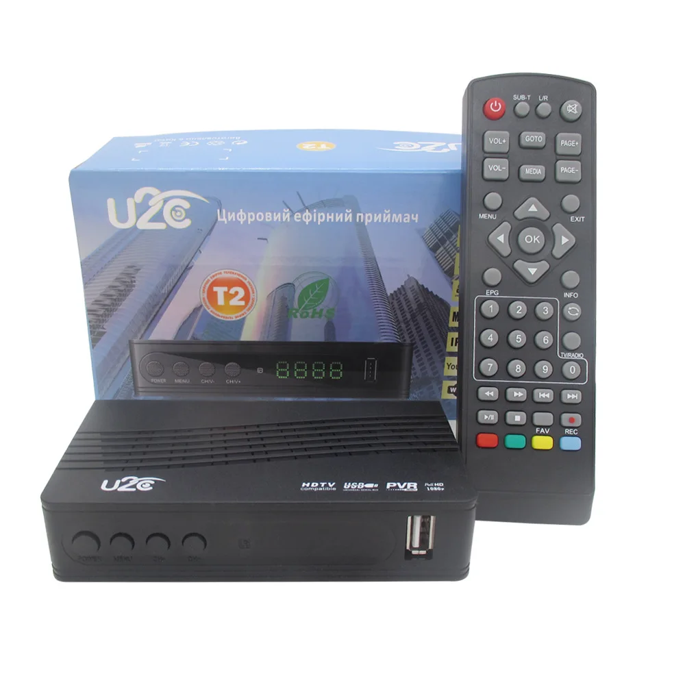 U2C DVB-T2 ТВ-тюнер HD цифровой ТВ-приемник DVB T2 рецептор H.264 HD ТВ-приставка DVBT2 декодер DVB-T приставка для русского ТВ бесплатно