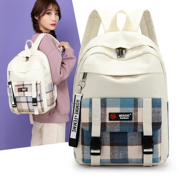 

Realer Backpack School Bag for Teenagers Girls 2020 Canvas Plaid College Girl Backpack Women's Bag Student Casual Backpack