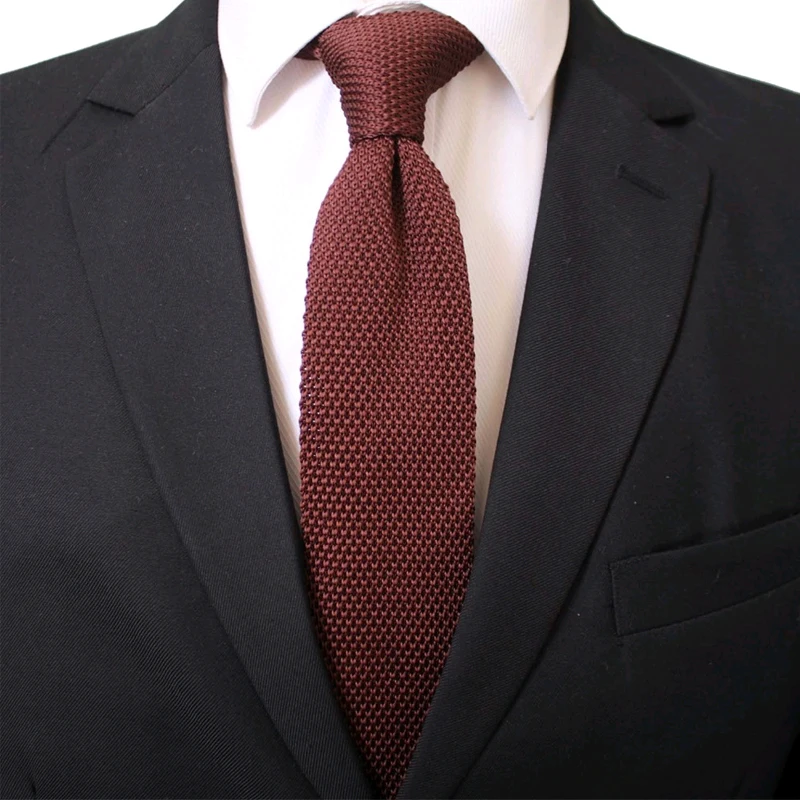 Мужской вязаный простой галстук, 5,5 см, Одноцветный, золотой, бордовый, ручная работа, высокое качество, узкий, тонкий, тонкий, тканый галстук, вечерние, аксессуары - Цвет: 04