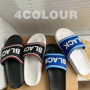 

Fashion Summer Slippers Women Letter Patterned Beach Slippers Bathroom Non-slip Women Shoes Outside Casual Trendy Hipster Slides