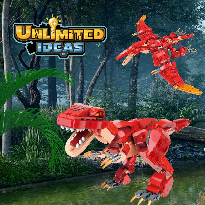 Deformed Dinosaur Building Blocks Tyrannosaurus T-Rex Indominus Pterodactyl Model Variability Bricks Toys for Children Gift | Игрушки и