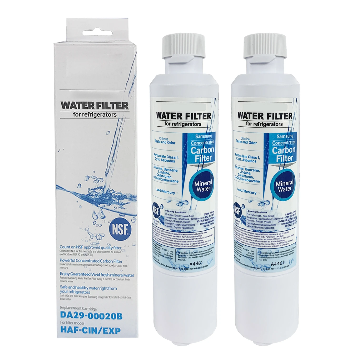 

2 PACK Refrigerator Coconut Carbon Block Water Filter Cartridge Replacement for Samsung DA29-00020B HAF-CIN/EXP, Kenmore 46-9101