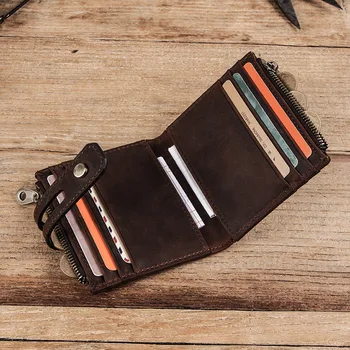 

Horse Leather Retro Wallet Multi Card Bit Zipper Coin Pocket ID Card Bank Card Portable Card Holder