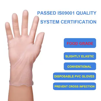 

100pcs/set Disposable Transparent Gloves Food Plastic Gloves PVC For Restaurant Kitchen BBQ Eco-friendly Fruit Vegetable Gloves