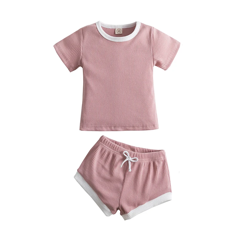 small baby clothing set	 Baby Boys Girls Summer Clothing Set Short Sleeve Tops+Short Pants 2pcs Outfits Newborn Toddler Kids Ribbed Knitted Tracksuits newborn baby clothing set Baby Clothing Set