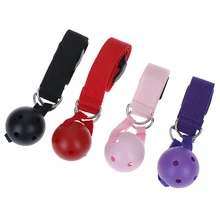 NEW Lingerie Sex Leather Strap Sex Toys Fetish Bondage Open Mouth Silicone Ball Gag Breathable Red Black Ball Erotic Accessories(China)