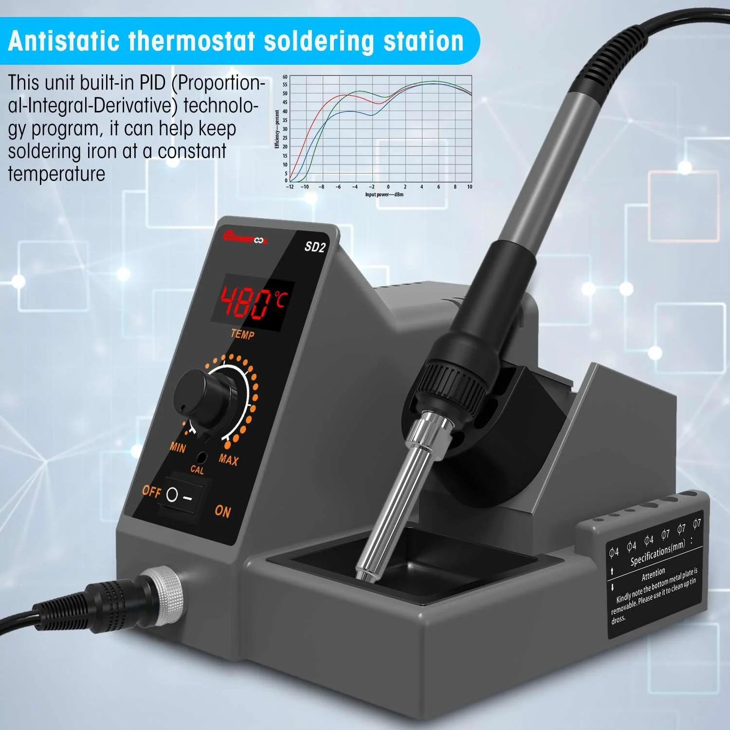 MUSTOOL SD1 SD2 LCD 60W Soldering Station Professional PID Soldering Iron Station Tool Kit Adjustable Temp 200-480°C withHolder