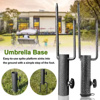 

Umbrella Base Parasol Steel Coating Heavy Duty Adjustable Easy Setup Ground Insert Beach Home Garden Portable For Park Patio