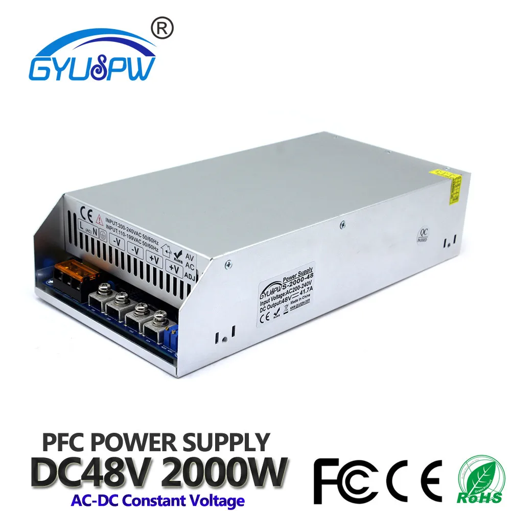 Универсальный 48V DC источник питания переключатель 41.7A 2000W Трансформатор 110V 220V AC в DC 48V PFC SMPS для осветительный двигатель шаговый