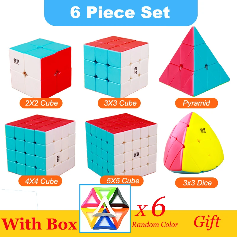 Qiyi магический куб Stickerless Скорость 3x3x3 2x2x2 4x4x4 5x5x5, волшебный куб, 2x2/oneplus 3/OnePlus x 3 4x4 5x5, 6x6 Головоломка Куб Профессиональная игрушка ребенок подарки - Цвет: 6PCS Set-A