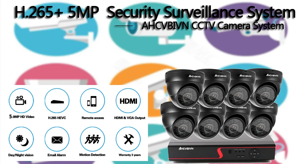 CCTV 8 шт. AHD 5.0MP камера система безопасности комплект уличная/внутренняя камера наблюдения POE порты 500 м(1650ft) Расстояние передачи