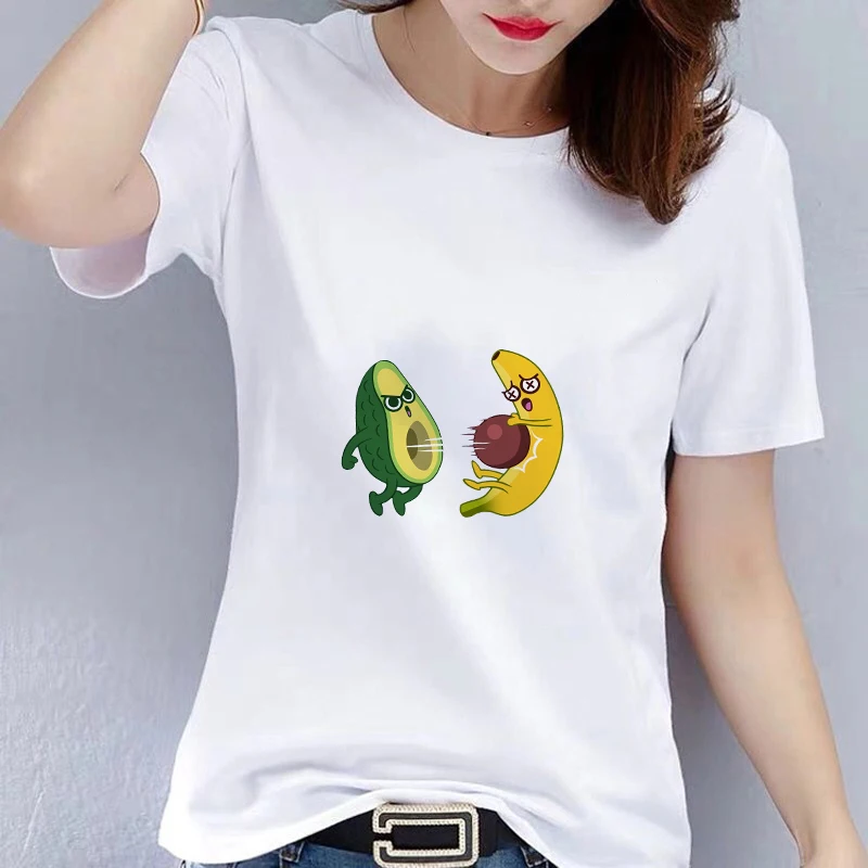 

New Avocado Shirt Vegan T Shirt Women Harajuku Kawaii Short Sleeve T-shirt Vogue 90s Korean Style Tshirt Fashion Top Tees Female