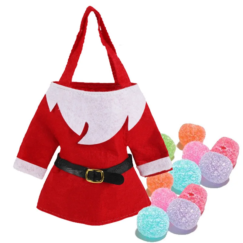 Christmas Candy Bags Wine Bottle Gift Bag Xmas Decoration Santa/Elf Tops+Pants Accessories