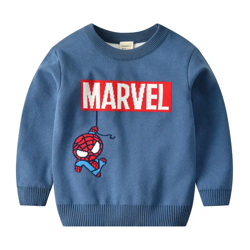 Детские свитера для мальчиков девочек принт Человека-паука, Свитера одежда для малышей модные милые детские весенне-осенние Топы с рисунками, От 2 до 6 лет - Цвет: Серый