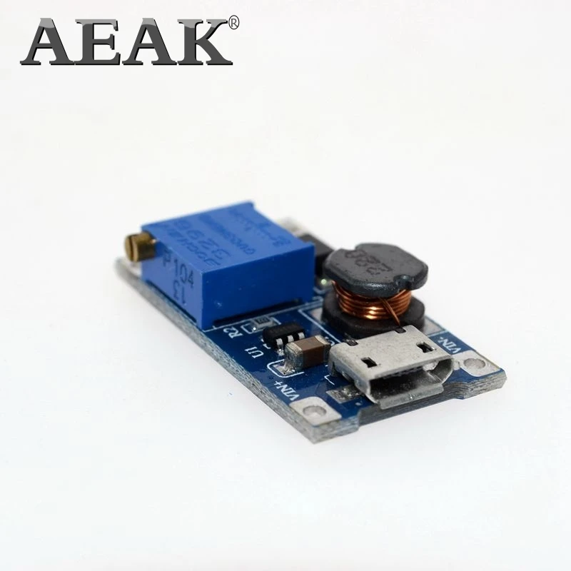 AEAK MT3608 DC регулируемый Повышающий Модуль 2А с MICRO USB 2в 24в до 5В 9В 12В 28В LM2577|step up|5v to
