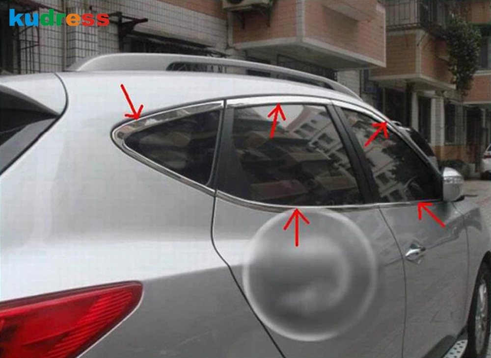 Для hyundai Tucson ix35 2010 2011 2012 Нержавеющая сталь оконной рамы Накладка порога крышка литье автомобиля Средства для укладки волос 10 шт./компл