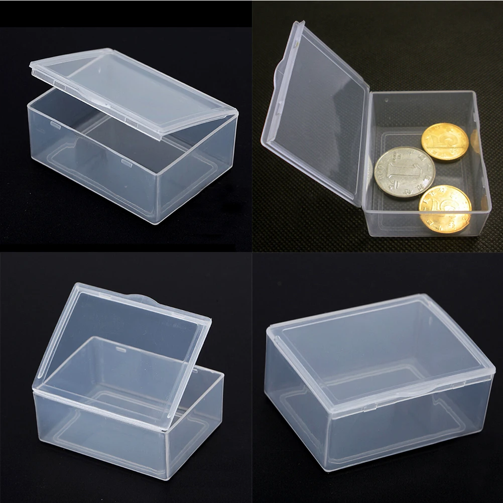 Hot 5Pcs/lot Plastic Transparent With Lid Storage Box Collection Coin Jewelry Case Store Clear Container