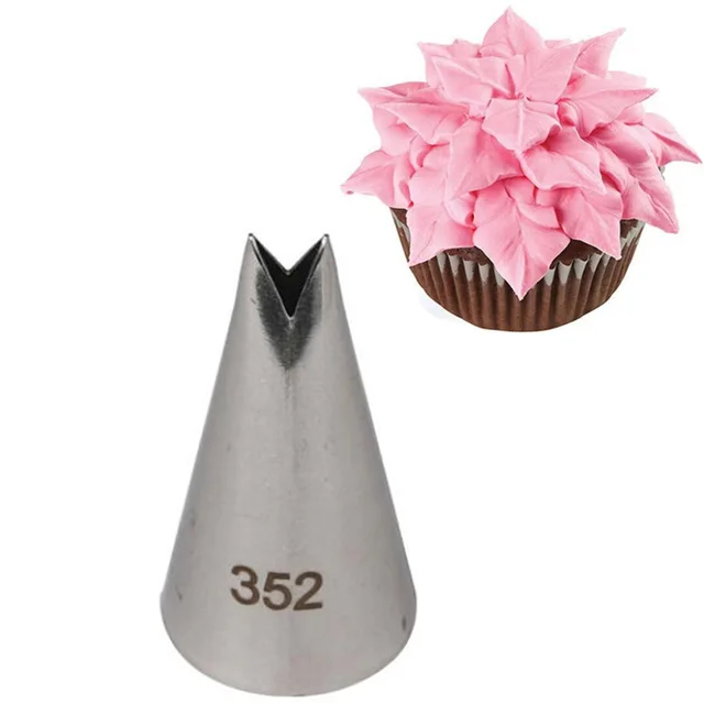 #352 Rózsa Levelek Cupcake Dekorációs Tippek Tésztafúvókák Fondant Dekorációk Levél Bakeware Rozsdamentes Acél Csövek Fúvókák