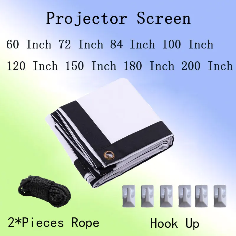 

Thinyou Folding soft simple Projector screen outdoor HD curtain 60inch 72inch 84inch 100inch 120inch 150inch 180inch200inch 16:9
