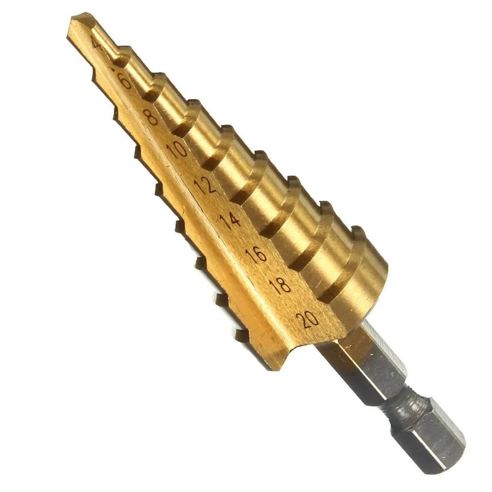 3pcs 4-12/20/32mm HSS Titanium Step Cone Drill Bit Hex Shank Hole Cutter