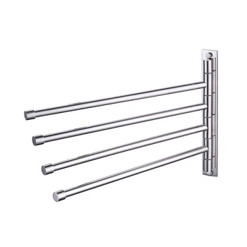 

Swivel Towel Bar Stainless Steel 4-Arm Bathroom Swing Hanger Towel Rack Holder Storage Organizer Space Saving Wall Mount Brushed