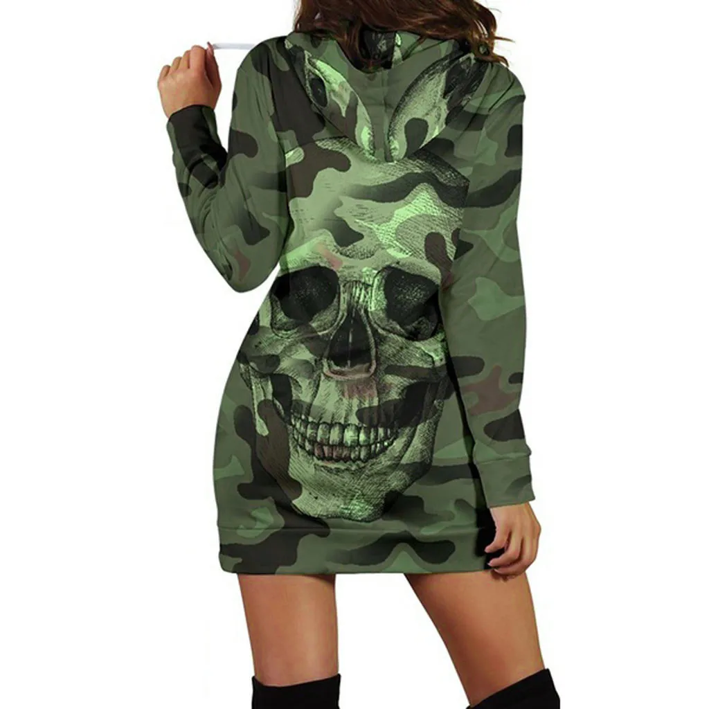 Camouflage Skull Long Sleeve Hoodie 5