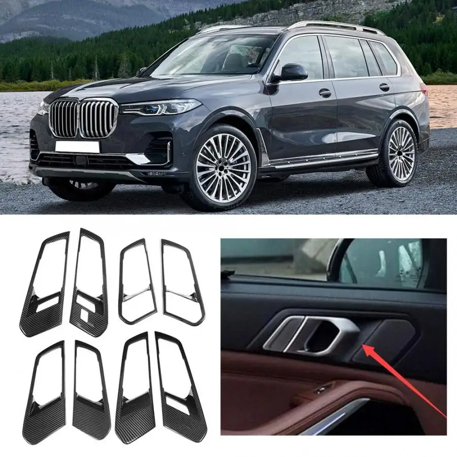 1 комплект обшивки ручки для салона автомобиля из углеродного волокна ABS подходит