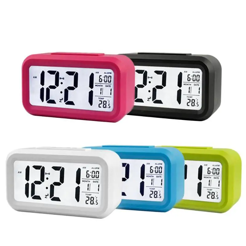 

Home Smart Temperature Alarm Clock Rectangle Mute Backlight Electronic Digital Gift Home Office Living Room Decoration Supplier