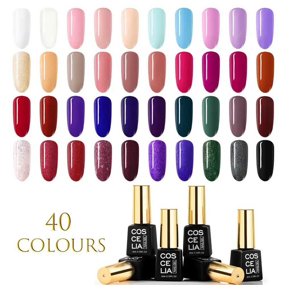 40PCS SET COSCELIA 40 шт./компл. гель Лаки набор гель-лаков для ногтей Набор для ногтей все для маникюра ногтей маникюрный набор гелевых лаков для ногтей - Цвет: 40PCS SET